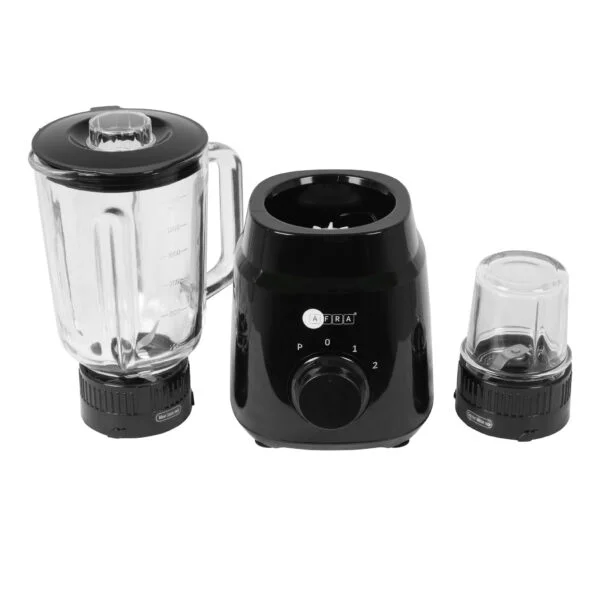 AFRA 2-in-1 Blender – 1.5L Jar, Grinder, Pulse, 2 Speeds, 4 Blades – Model AF-600BLBK