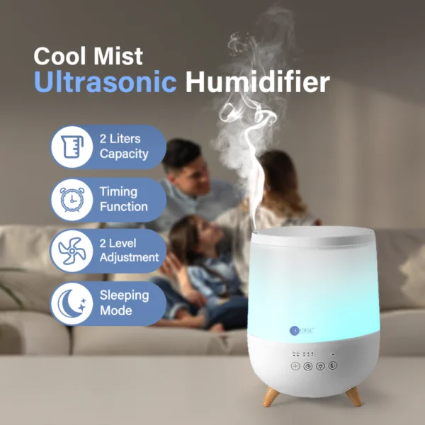AFRA Ultrasonic Room Humidifier | 2L | Timer | Ambient Light | Sleep Mode | AF-800UH