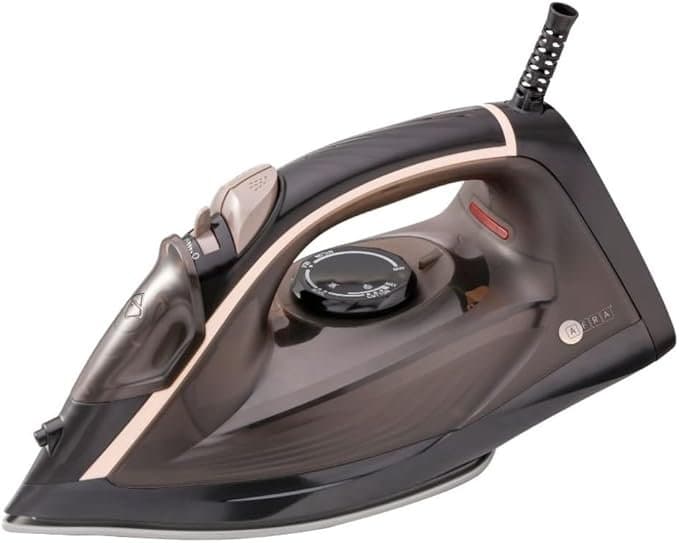 AFRA Steam Iron, 2600W, 350ml capacity, Black & Gold, Ceramic Coated Soleplate, Vertical Steam