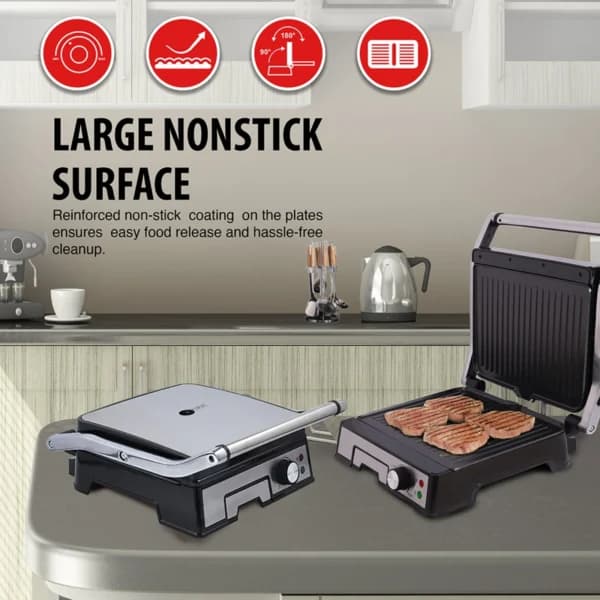 AFRA 2000W 4-Slice Health Grill – Adjustable Temperature, Non-Stick Plates – AF-1840CGSS