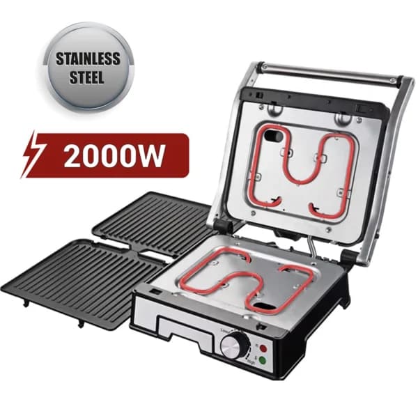 AFRA 2000W 4-Slice Health Grill – Adjustable Temperature, Non-Stick Plates – AF-1840CGSS