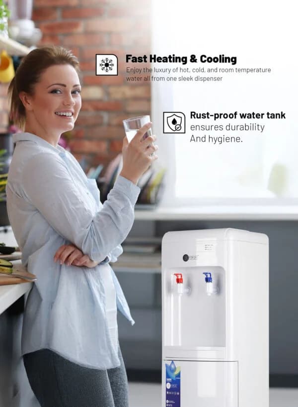 AFRA Top Loading Water Dispenser – 2 Tap, Cabinet Base, Model AF-9050WDWH, 550W Heating